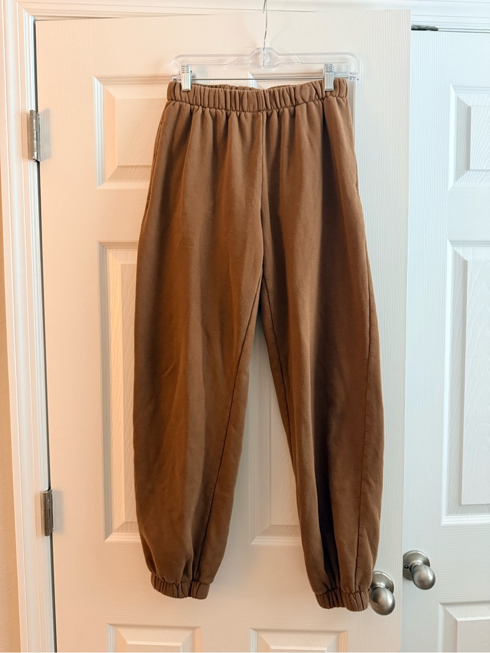 John Galt Brown Elastic-Waist Joggers